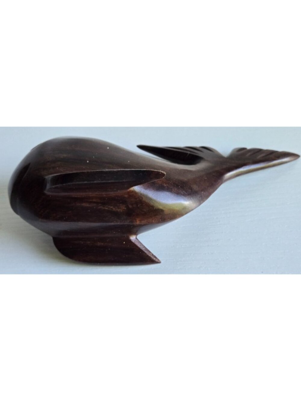 Wooden Whale Figurine Hand Carved Wood Ocean Nautical Sculpture - Picture 6 of 8